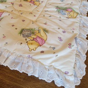 Vintage 90s Disney Classic Winnie The Pooh Crib Comforter Baby Blanket Quilt